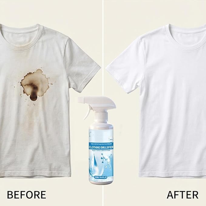 10 Fl Oz Clothing Emulsifier,Powerful Laundry Stain Remover Spray,Non Ionic Emulsifiers Cloth Cleaner,Clothes Dry Clean Spray for Grease,Oil,Food on Clothes and Shoes,Fabric Conditioner Restore Color