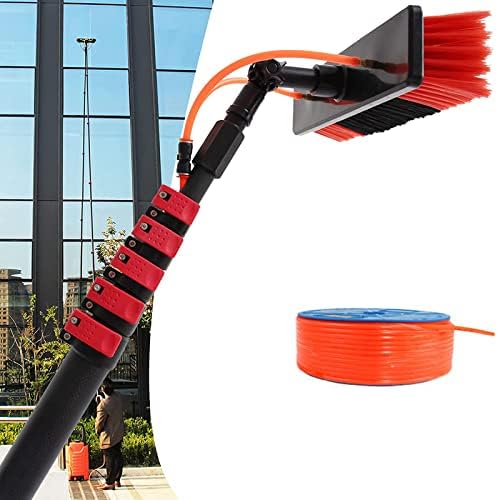 Glass Cleaning Brush Home Water Fed Telescopic Pole Kit Solar Panel Brush Rotating for Photovoltaic Panel，12FT - 36FT Outdoor Window Cleaning Pole, Water Fed Telescopic Brush Water Fed Pole