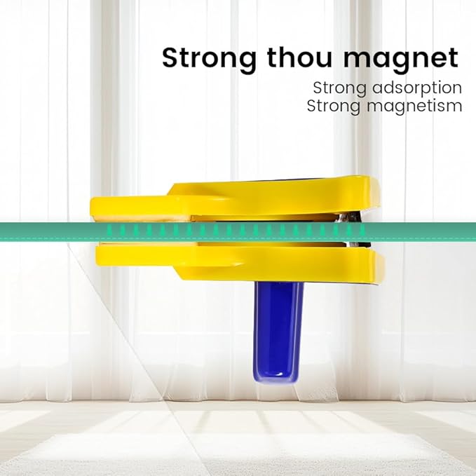 Double Sided Window Cleaner, Double-Sided Magnetic Window Cleaner with 2 Extra Cotton Pads – Easy to Use, Glass Wiper for Home and High-Rise Windows