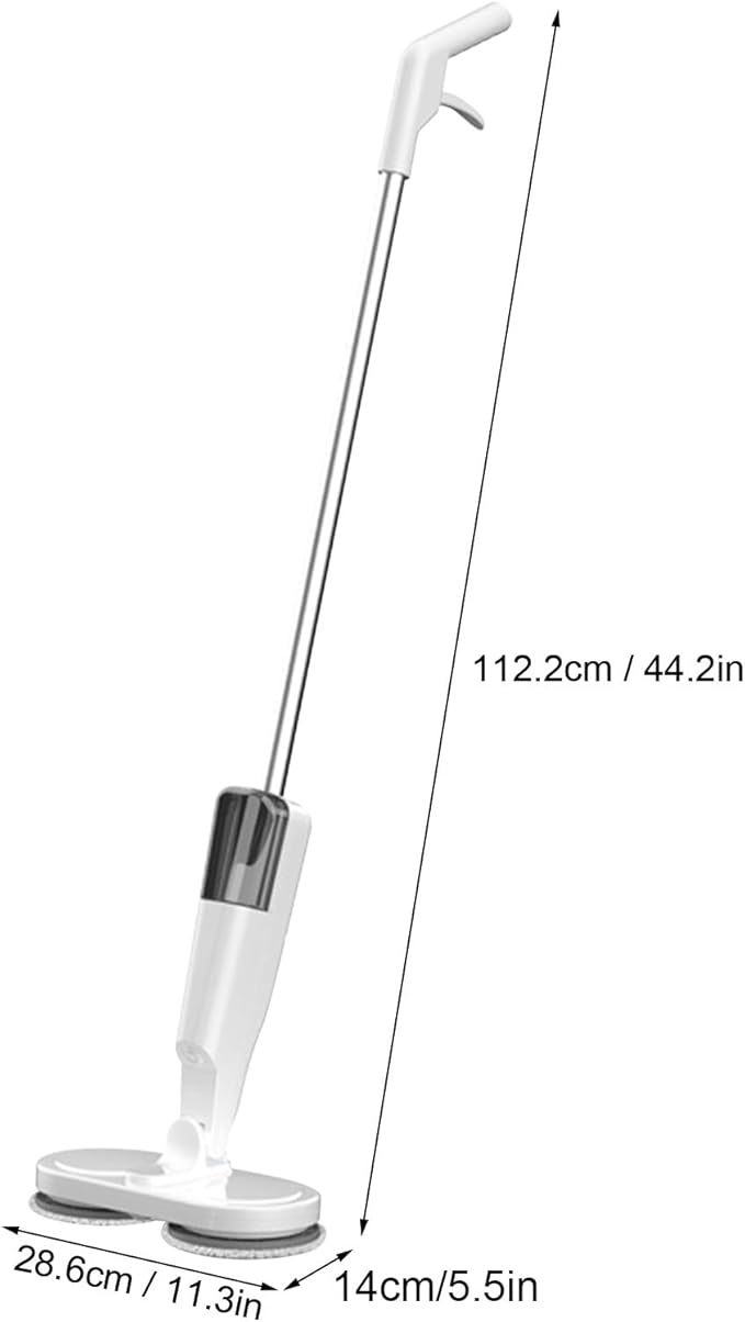 Electric Spin Mop, Retractable & Rotatable, Quiet & Flexible, Lightweight, Easy Cleaning, For All Floor Types (White)