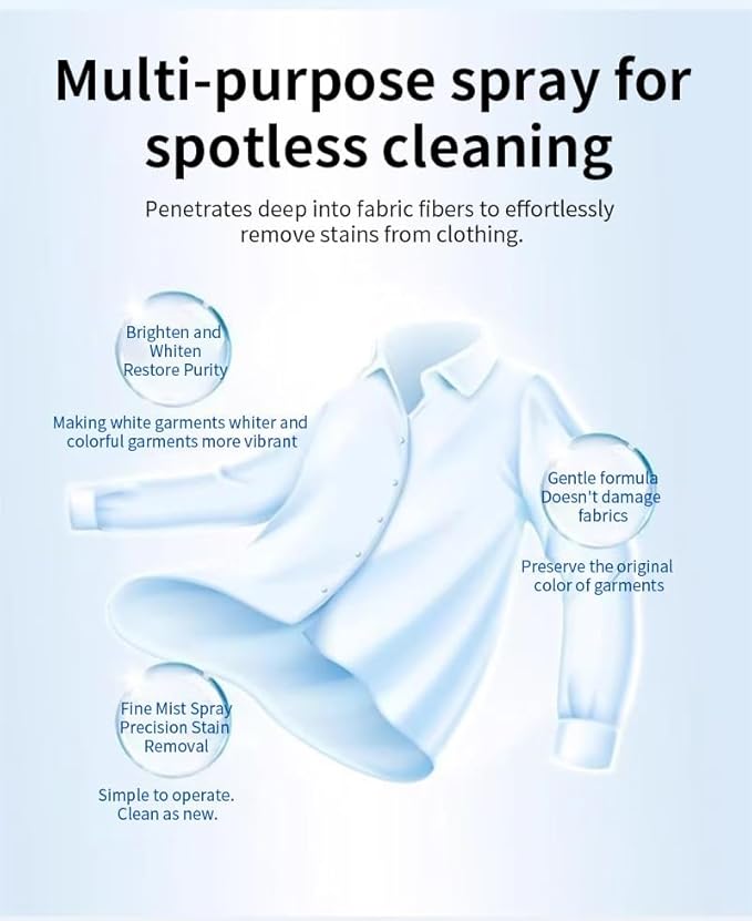 Fly Clothing Cleanse,300ML Fly Clothing Emulsifier,Non-ionic Laundry Pre-Treatment,Powerful Stain Remover Clothes Dry Clean Spray,No Damage Fabric Spot,Also Features Smoothing Properties (2 bottles)