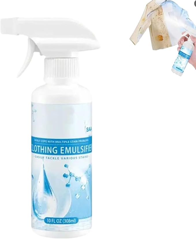 Clothing Emulsifier, Non-ionic Laundry Pre-Treatment–your Go-To Laundry Cleaner, Cleanse Natural Clothing Emulsifier, Powerful Stain Remover Clothes Dry Clean Spray,No Damage Fabric (1pcs)