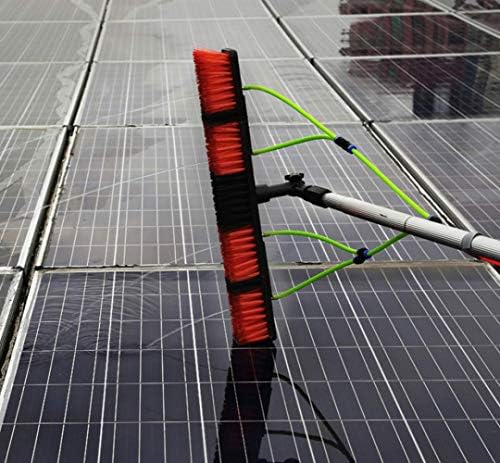 Glass Cleaning Brush Home Water Fed Telescopic Pole Kit Solar Panel Brush Rotating for Photovoltaic Panel，10-39 Foot Window Cleaning Brush Extendable Water Fed Solar Panel Cleaner Roof Clean
