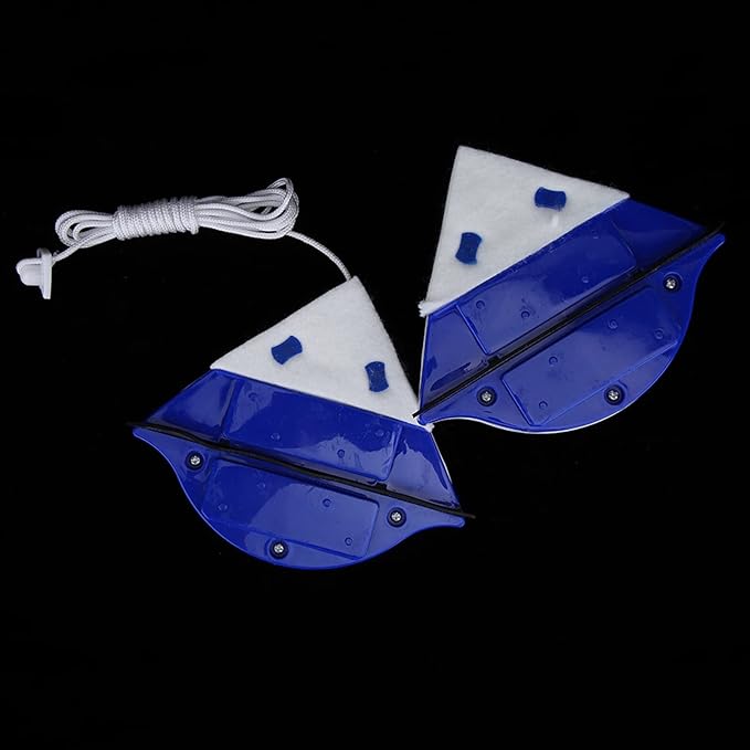 Magnetic Brush Cleaner, Double Side Window Glass Tool. Easy to, Strong Absorption. RUB Corners with The trilateral Design, Easy scrubbing with The Magnetic Design. Double