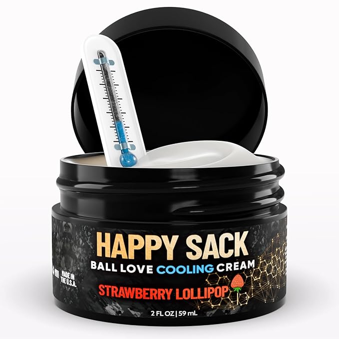 Derm Dude Happy Sack Ball Deodorant & Comfort Cream for Men | Anti-Chafing Sweat Defense, Odor Control, Aluminum-Free Deodorant & Hygiene Products for Men's Private Parts | 2oz (Strawberry)