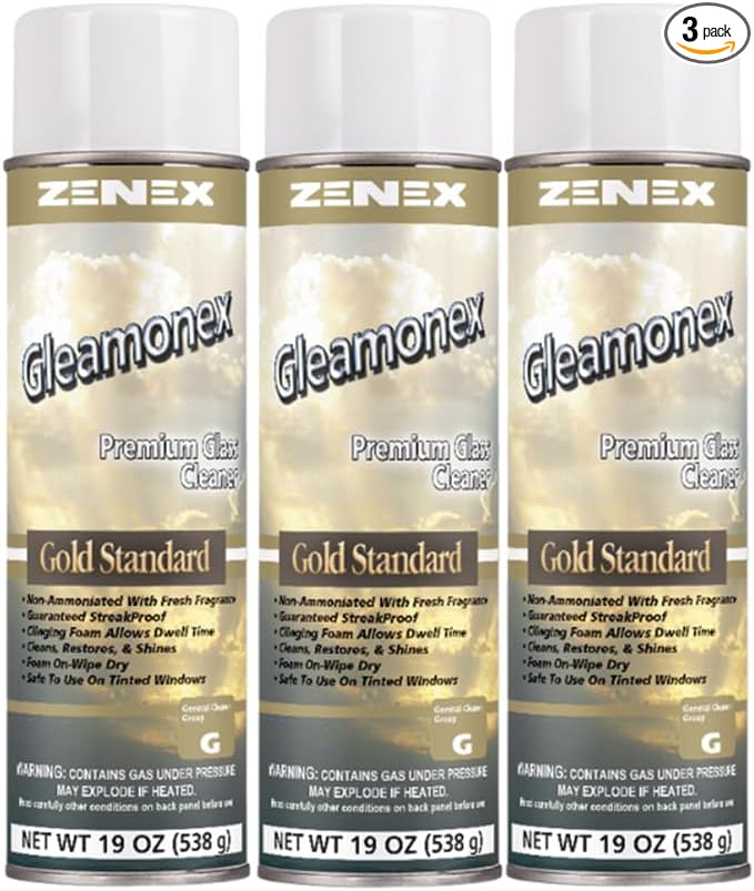 Zenex Gleamonex Glass Cleaner. 3 net 19 oz. Cans.