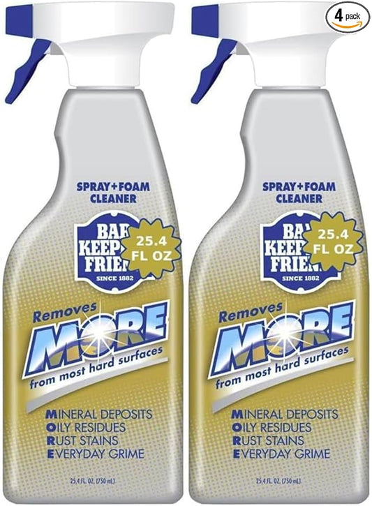 Bar-Keeper’s-Friend More Spray and Foam Cleaner, 25.4oz Hard Water Stain Remover, Pack of 2