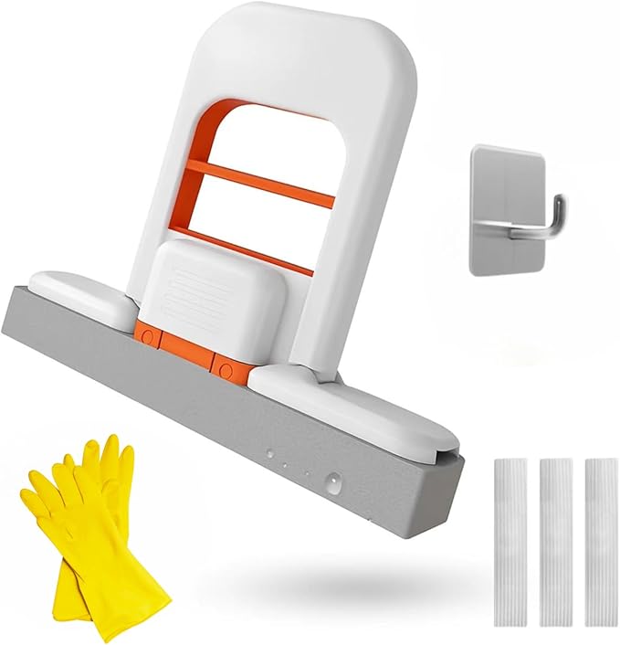 Mini Mop for Small Spaces - Streak-Free Window Squeegee Scrubber with Spray Bottle, Multisurface Glass Cleaner Kit for Car/Home Windows, Mirrors & Shower Doors (A)