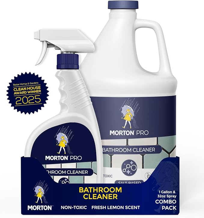Morton Pro - 2-Pack Bathroom Cleaner, Salt-Based Certified Non-Toxic & Odor Control Everyday Cleaning Spray (Spray & Gallon Bundle)