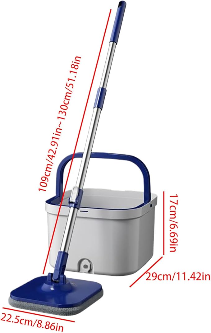 Spin Mop and Bucket Set - 360 Degree Rotating Adjustable Handle, Microfiber Floor Cleaner, Non-Slip Grip System | for Living Room Kitchen Bedroom Dining Room Apartment Basement Wood Tile Cleaning Use