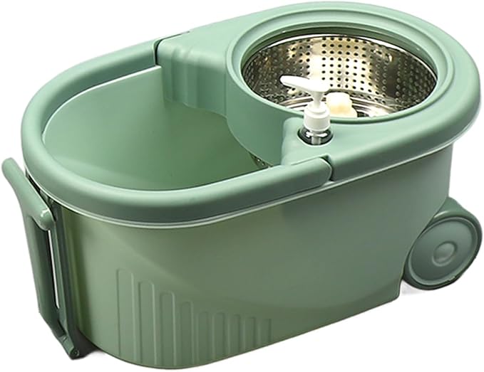 ZJchao Spin Mop and Bucket, Mop Bucket Separate Dirty Water Mop Bucket with Wringer, Green, Plastic, Floor Cleaning Set