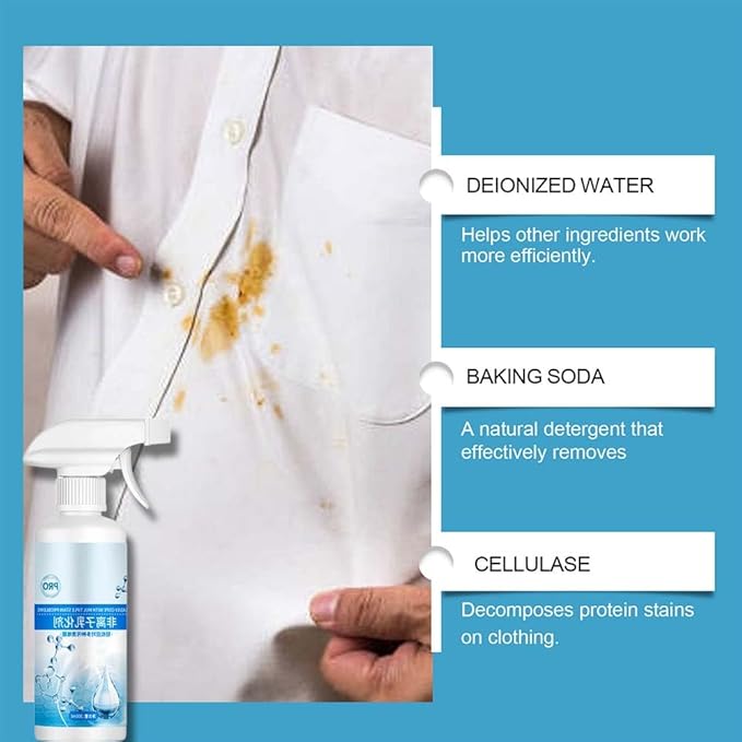 Clean Shop Clothing Emulsifier, Clothing Emulsifier Stain Remover, Gentle on Most Fabrics, Effectively Removes Grease, Oil Stains and Food Stains from Clothes and Shoes, 300 Ml (1)