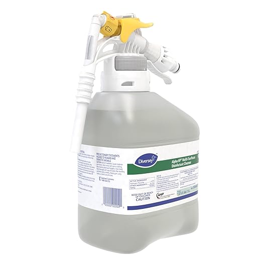 Diversey 5549254 Alpha-HP Multi-Surface Disinfectant Cleaner, Bactericidal & Virucidal Hydrogen Peroxide with Citrus Scent, Ready-to-Dispense (RTD) Concentrate, 1.5-Liter (Pack of 2)