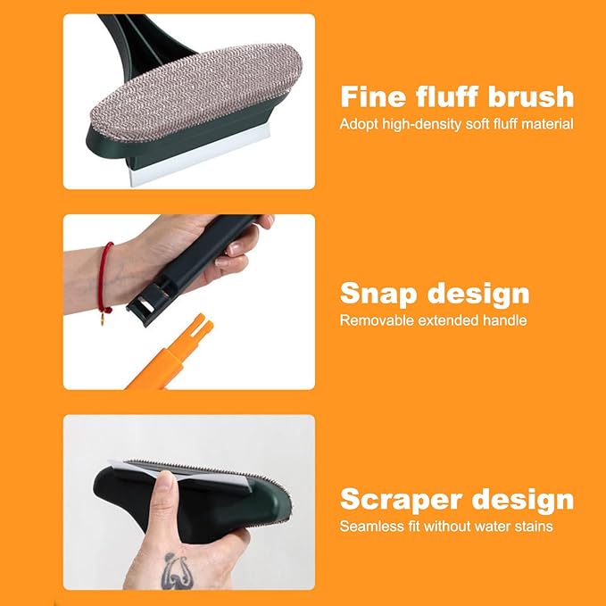 Two-in-1 Cleaning Brush, Cleaner, Window Screen Cleaning Brush, for Glass, Sofa & Walls, Thermo-Rubber Squeegee Edge, Wear-Resistant Tool