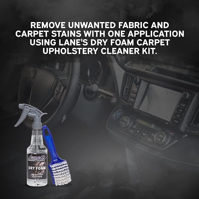 LANE'S Dry Foam Carpet Cleaner & Scrub Brush Kit - 16oz - Easy to use - Quick and Efficient Formula - Powerful Cleaning - Included Scrub Brush