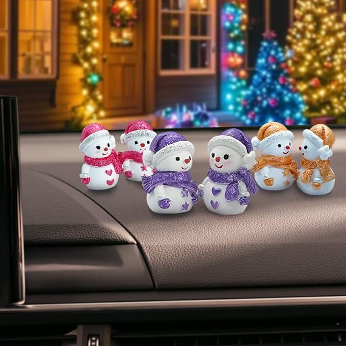 Car air freshener diffuser Plaster Couple Snowman Figurines Fragrant Gypsum Cute interior accessories car dashboard ornaments Indoor Christmas New Year's Gifts Porch Office Desk Decor (Purple, NO.5)