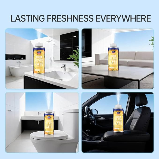GLODWAY Car Air Freshener Spray,Lemon Scent, 6 OZ Odor Eliminator,4 Pack, for Cars, Trucks, RVs, Home