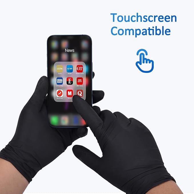 Schneider Nitrile Exam Gloves, 4 Mil Black Gloves Disposable Latex Free Powder Free, Food Safe for Cooking, Food Prep, Clean