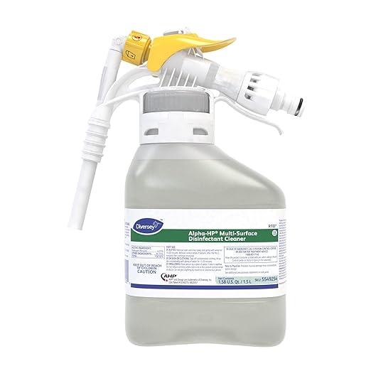 Diversey 5549254 Alpha-HP Multi-Surface Disinfectant Cleaner, Bactericidal & Virucidal Hydrogen Peroxide with Citrus Scent, Ready-to-Dispense (RTD) Concentrate, 1.5-Liter (Pack of 2)