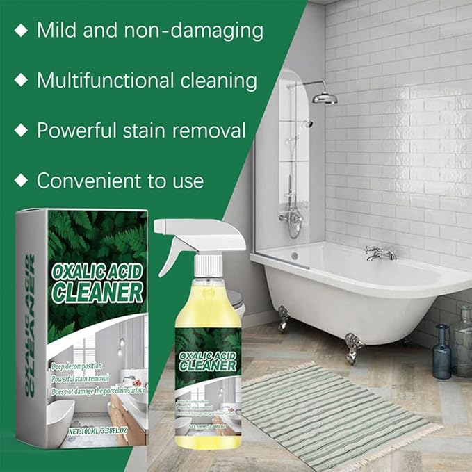 Oxalic Acid Powerful Stain Cleaner,Multi-purpose Stain Removal Cleaning Spray for Floor Countertop and Toilet (2PCS)