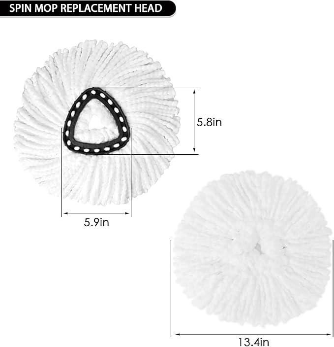 14Pack Spin Mop Replacement Heads,Spinning Mop Replace Head for Floor Cleaning, 100% Microfiber Mop Head Replacement Compatible with Triangle Spin Mop Refill for Easy Wring Mop,White