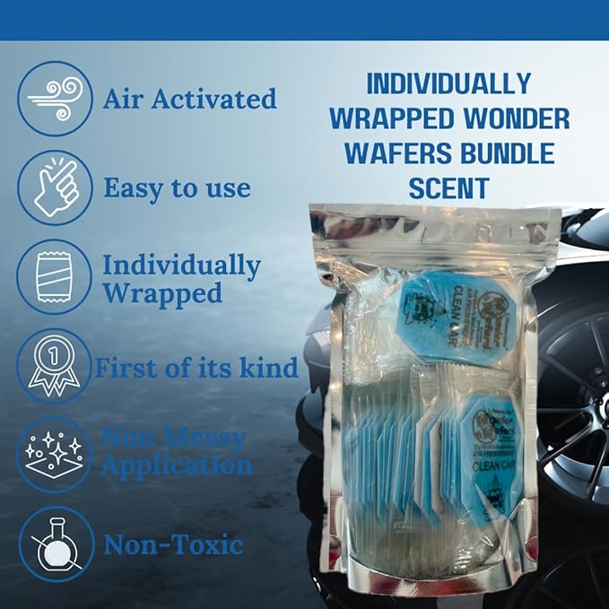 Wonder Wafers 75 count Air Fresheners Individually Wrapped, Clean Car Fragrance
