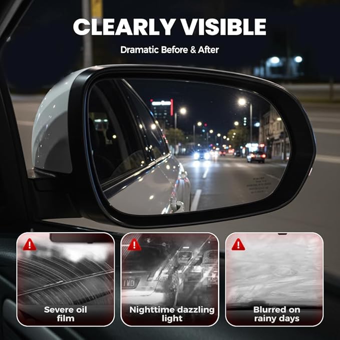 Car Glass Oil Film Cleaner, New Automotive Oil Film Cleaning Brush, Car Windshield Cleaner with Extra Cleaner, Preserve Clarity, Immediately See the Effects, Perfect Visibility at All Times (3Set)