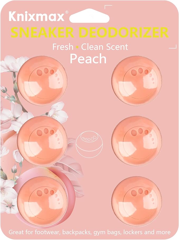Knixmax Shoe Deodorizer Balls, Boot Deodorizing Shoe Odor Eater Ball Sneaker Deodorants, Gym Bags Lockers Car Air Fresheners, 6 Packs Peach Pink
