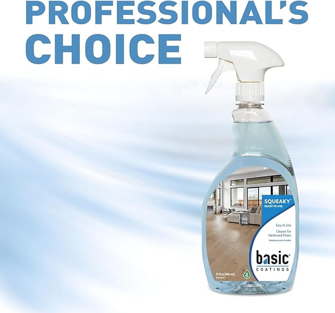 Basic Coatings Squeaky Hardwood Floor Cleaner Spray | Harwood Floor Cleaner | No Residue I Cleaning Solution I 32 oz