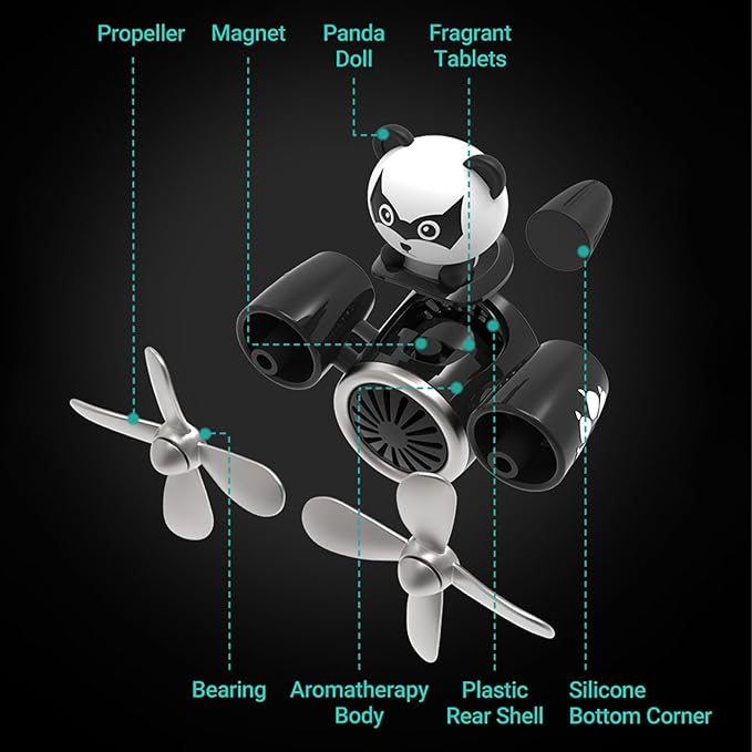 Car Air Freshener Pilot Twin Rotating Propeller, Cute Auto Fan Diffuser Air Outlet Car Vent Clip Fresheners, in-vehicle Fun Rotating Accessories Automotive Air Fresheners Decoration