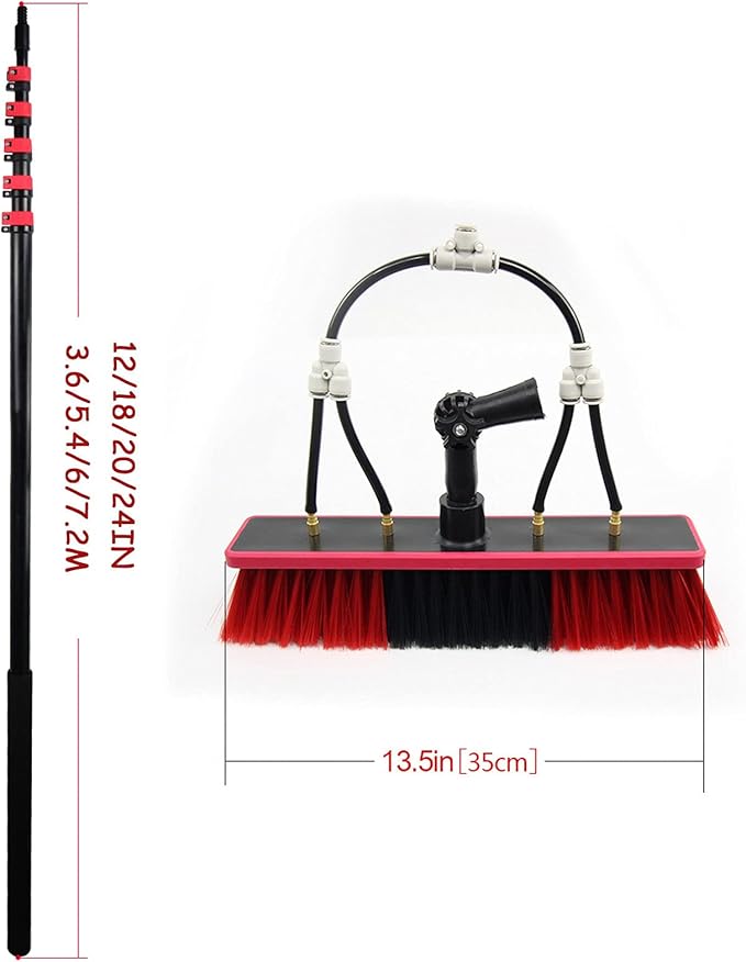 Solar Panel Cleaning Brush,Glass Cleaning Brush,Cleaner Water Fed Pole Kit for Cleaning Outer Window Glass,Tile Walls,Glass Curtain Wall,Solar Panel,6M,3.6M