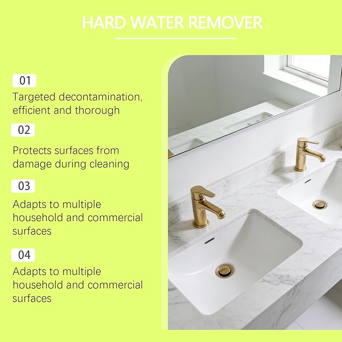 Hard Water Stain Remover, Limescale Buildup Remover All-Purpose Bathroom Cleaner, Shower Cleaner for Shower, Glass, Water Pipe, Tub & Sink, 500 ml/16.91 fl oz