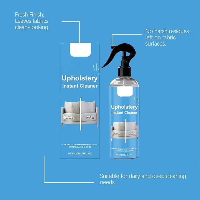 2026 Must-Have Upholstery Cleaner, 4 Oz Fabric Cleaner and Stain Remover Spray, Pro Formula Erases Tough Stains, Safely Cares for Fabrics, For Clothing, Sofas, Other Fabrics (2pcs)
