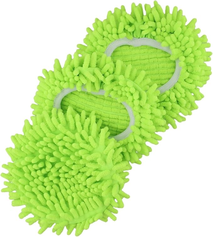 3-Pack Green Spin Mop Head Refills for RinseClean 2-Tank System, Chenille Microfiber Replacement Heads for Tile, Wood, Laminate, Car, and Glass Cleaning, Machine Washable