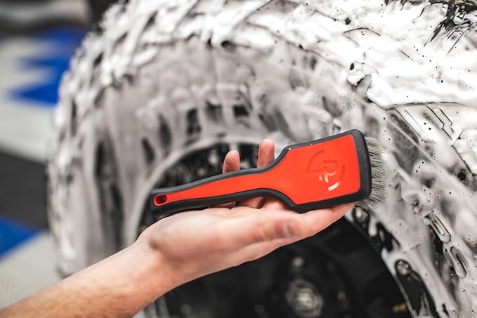 Detail Factory - ProGrip Tire Brush - Ergonomic ProGrip Handle, Stiff Synthetic Bristles, Ergonomic Design, Clean Your Tires with Ease - Octane Ectoplasm