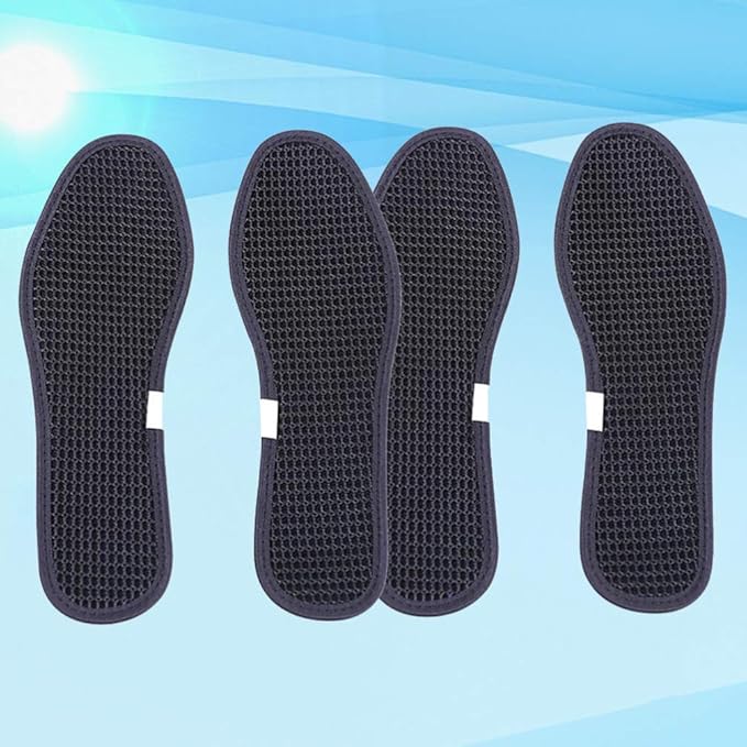 Bamboo Charcoal Shoe Insoles Mesh Insoles Sweat Absorbent Anti Odor Shoe Inserts Pads for Men Women Sports Running Black 2 Pairs Size 44