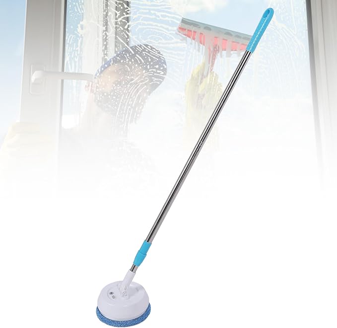 Electric Mop, Powerful Cordless Spin Mop Effortless , Long Handle for Hard to Areas, Ideal for Ceilings and Window, Flexible Head, Strong Wiping Feature (Style 2)