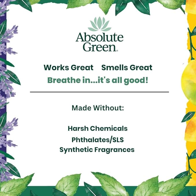Absolute Green All Purpose Cleaner Spray, Non-Toxic, Kitchen, Bath, Countertop, Stainless, Safe around Kids + Pets, Natural Orange Scent, 25 oz (6 Pack)
