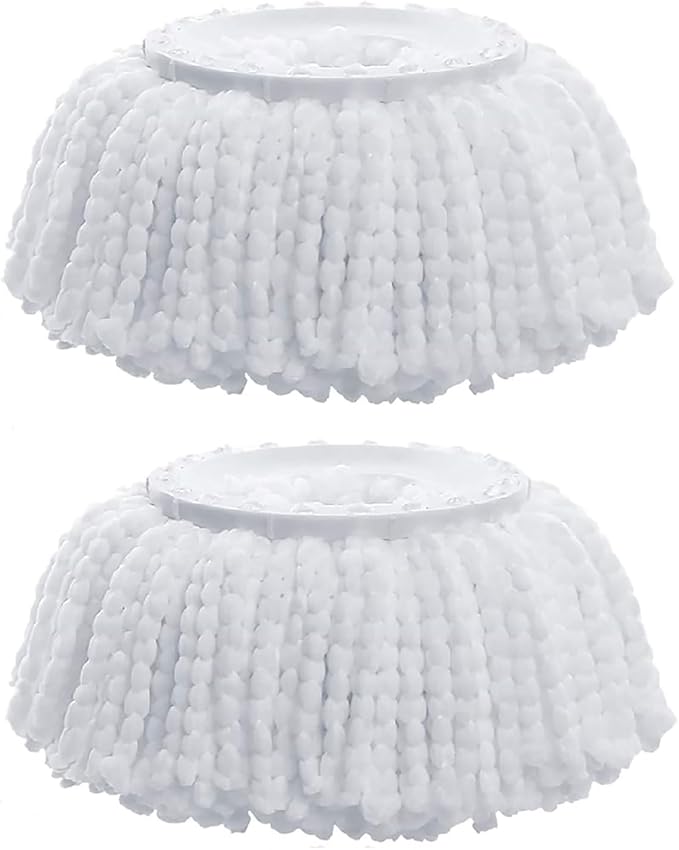 Spin Mop Refill – 360° Microfiber Mop Head Refill for Floor Cleaning | Durable Round Mop Head Replacement | White Mop Refill for 360 Spin Mops (Pack of 2)