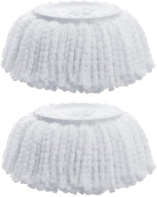 Spin Mop Refill – 360° Microfiber Mop Head Refill for Floor Cleaning | Durable Round Mop Head Replacement | White Mop Refill for 360 Spin Mops (Pack of 2)