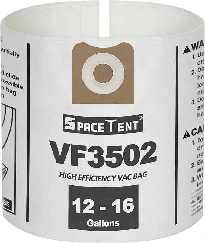 5 Pack VF3502 Replacement for Rigid Shop Vac Bags Size A, compatible with RIDGID 12-16 Gallon Wet/Dry Vacuums, High Efficiency Heavy Duty Dust Filter Bags, Part# 23743