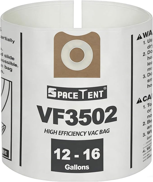 5 Pack VF3502 Replacement for Rigid Shop Vac Bags Size A, compatible with RIDGID 12-16 Gallon Wet/Dry Vacuums, High Efficiency Heavy Duty Dust Filter Bags, Part# 23743