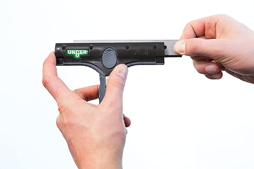 Unger Commercial ErgoTec® Ninja 4" Glass Scraper with Blade and Safety Cap – Adjustable Angle for Efficient Window Cleaning EN100