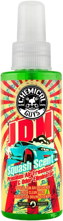 Chemical Guys AIR23504 Premium Air Freshener and Odor Eliminator, Fresh Clean Scent, Great for Cars, Trucks, SUVs, RVs & More (JDM Squash Scent) 4 fl oz