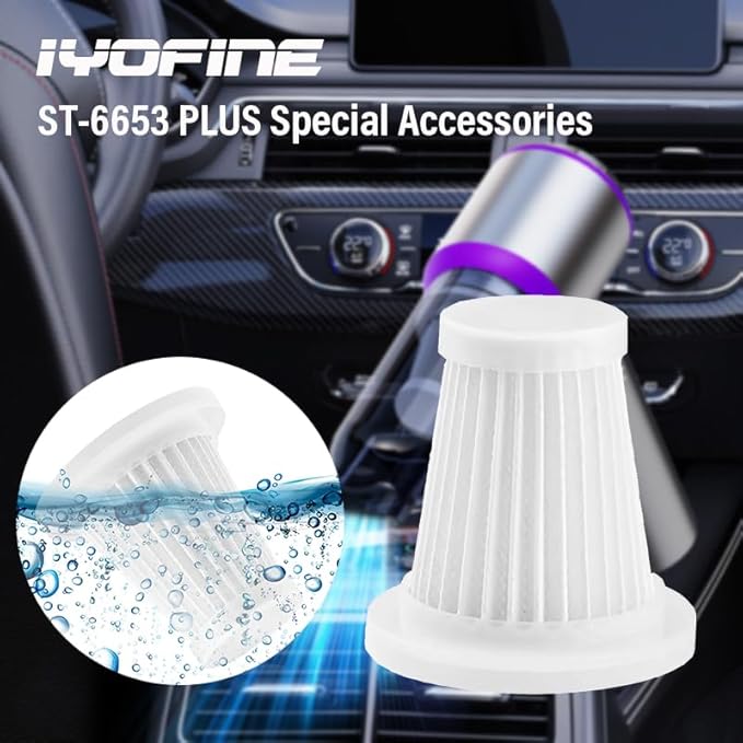 Car Vacuum Cleaner Original Filter Set, 5 HEPA Filter, Adapted to IYOFINE V8 Plus/ST-6653 Plus Handheld Vacuum Cleaners,Robust and Durable, Washable 5 PCS (5 Pack)