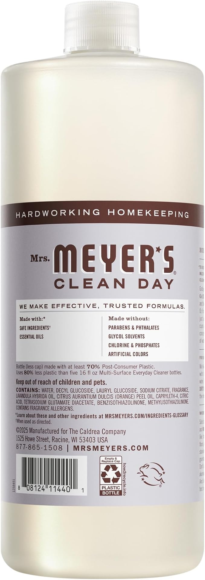 Mrs. MEYER'S CLEAN DAY Multi-Surface Cleaner Concentrate, Use to Clean Floors, Tile, Counters, Lavender, 32 fl. oz