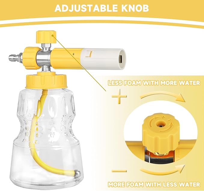 Foam Cannon for Pressure Washer with Dual Connector Accessory, Pressure Washer Double Tip Attachment for Foam Cannon,M22 and 1/4" Quick Connect, 5 Nozzle Tips