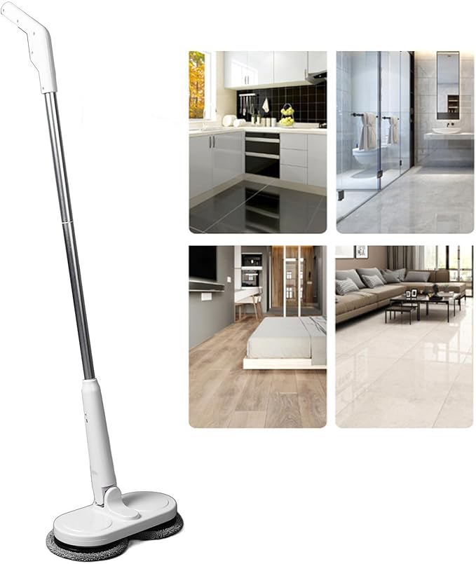 Cordless Electric Mop Efficient Self Propelled Dual Spin Mops for Floors , Adjustable and Rotation Design for The Elderly, Lithium Battery
