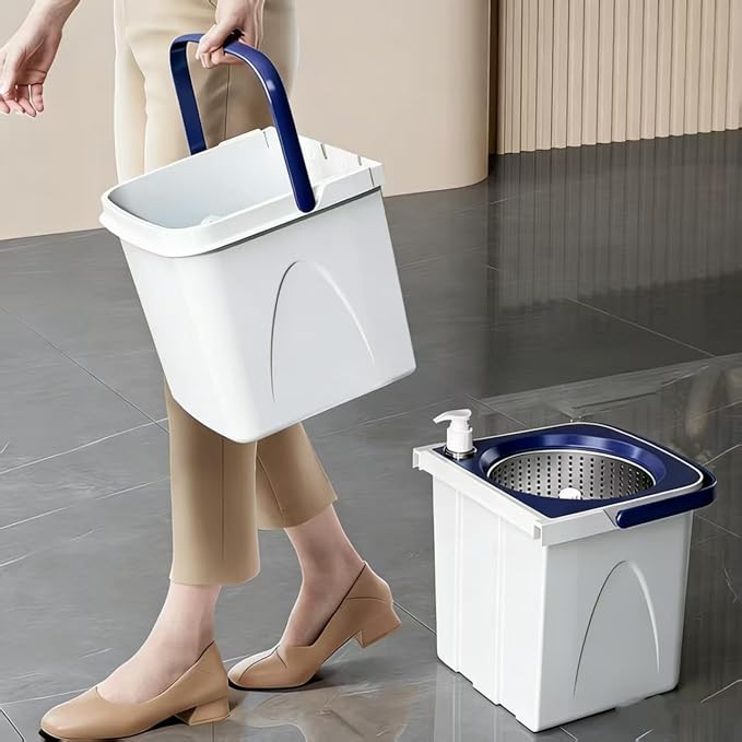 Spin Mop Bucket with Wringer, Mop with Bucket Set Includes 3 Replacement Pads, Durable Mop Bucket for Home Floor Cleaning
