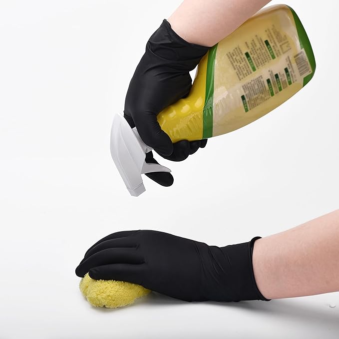 Schneider Nitrile Exam Gloves, Black Latex Free Powder Free Disposable Gloves for Medical, Cooking, Cleaning, and Food Prep